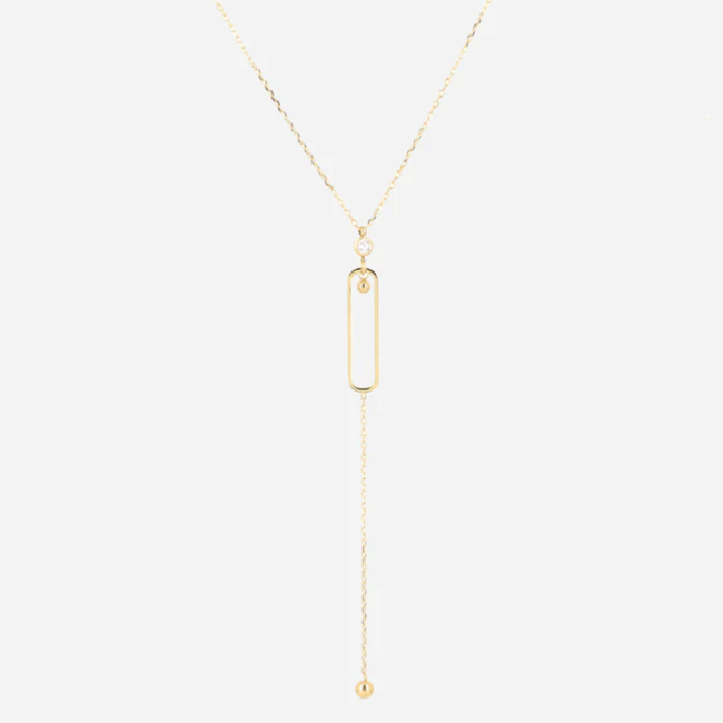 Goud ketting met hanger en zirconia steentje
