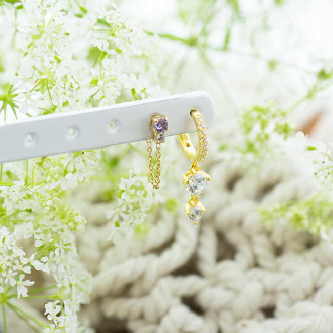 Goud zirconia  oorbellen