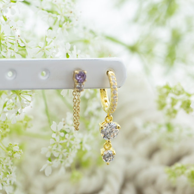 Goud zirconia  oorbellen