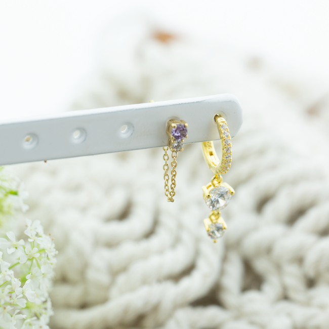 Goud zirconia  oorbellen
