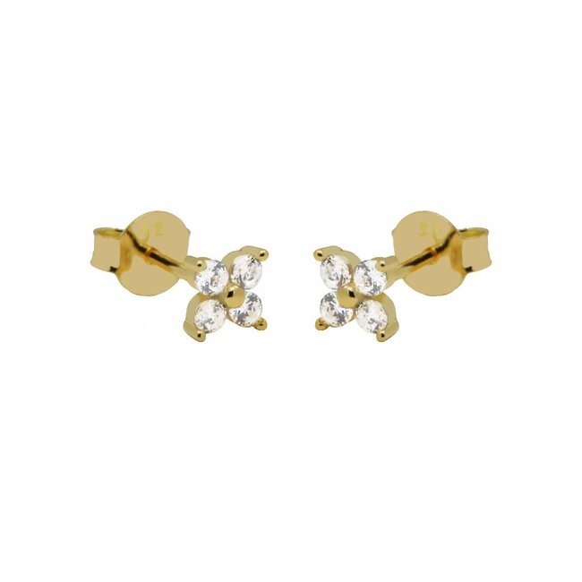 Goud met turquoise of bolletjes zirconia oorbellen
