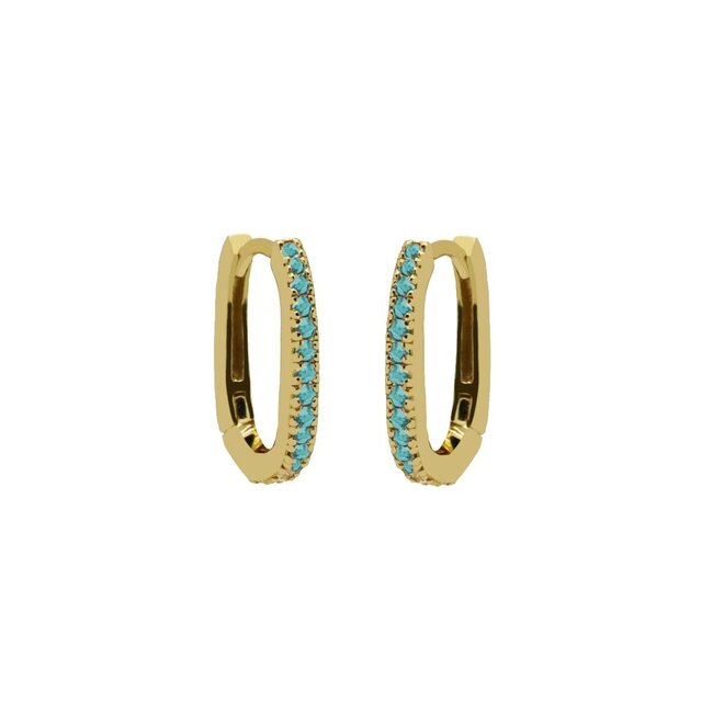 Goud met turquoise of bolletjes zirconia oorbellen