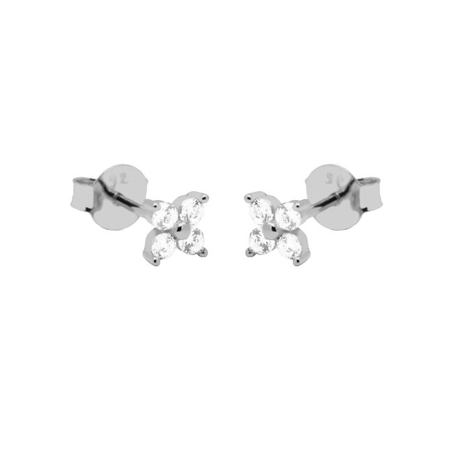 KARMA Zilver bolletjes zirconia oorbellen