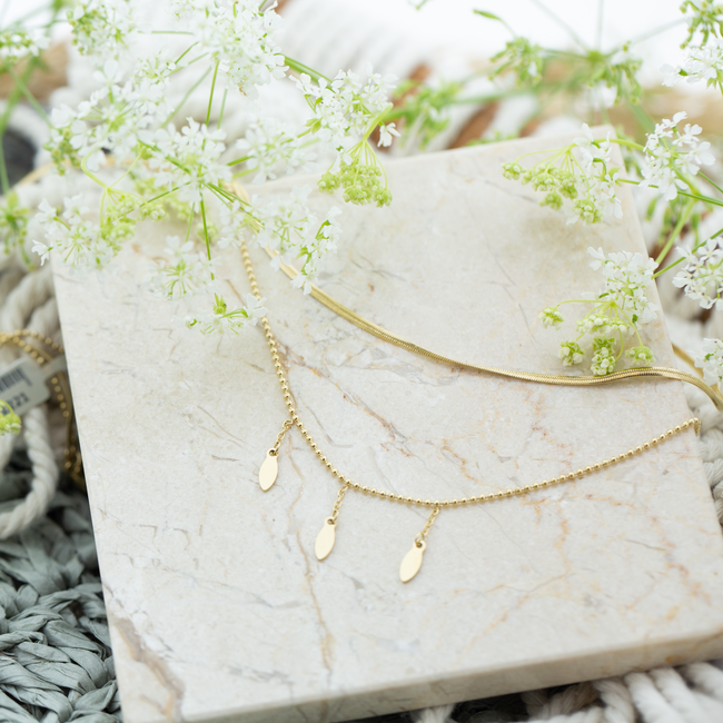 ZAG  Bijoux Dubbele ketting met platte schakel en druppel