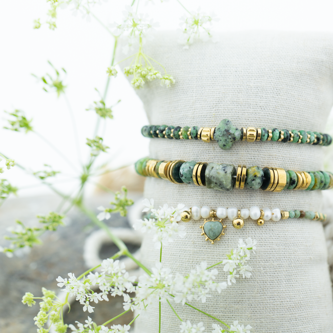 Beadle Natuursteen groene armbandjes