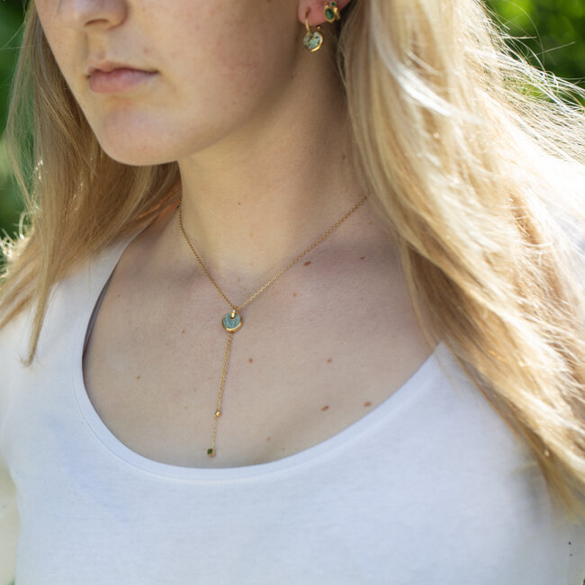 ZAG  Bijoux Mooi design ketting met amazoniet munt