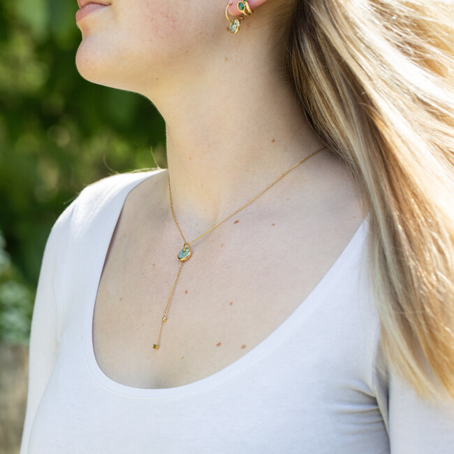 ZAG  Bijoux Mooi design ketting met amazoniet munt