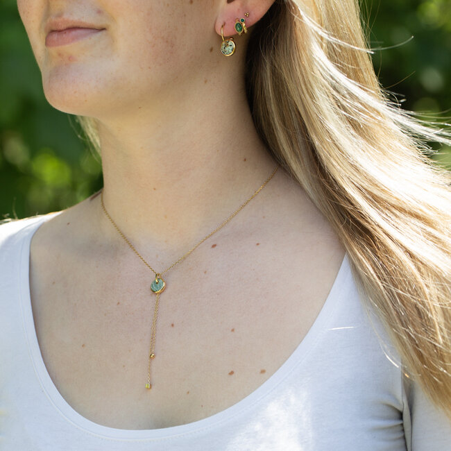 ZAG  Bijoux Mooi design ketting met amazoniet munt