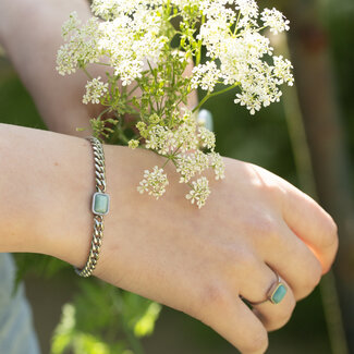 ZAG  Bijoux Zilver schakelarmband met natuursteen