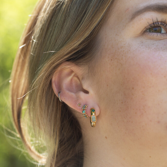 ZAG  Bijoux Goud oorbellen met boho turquoise groene steentjes