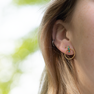 ZAG  Bijoux Goud oorbellen met turquoise crystal en ring