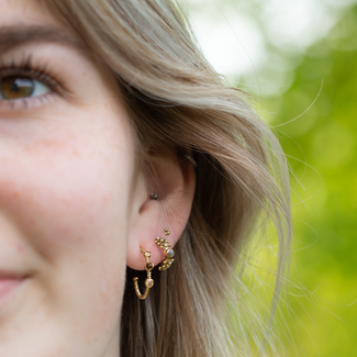 ZAG  Bijoux Goud oorbellen crystal steentjes bruin