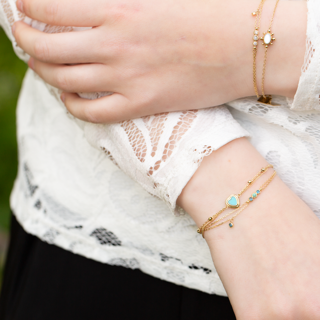 ZAG  Bijoux Turquoise goud trendy armbandjes hart en steentjes