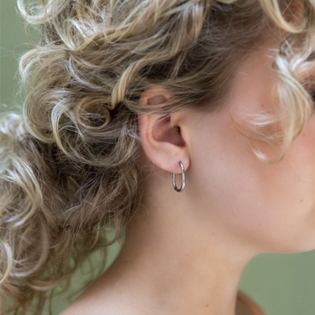 Day & Eve  Minimalistische oorbellen zilver rechthoek