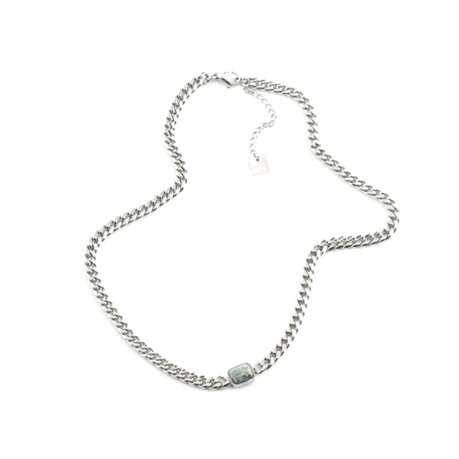 ZAG  Bijoux Stijlvolle schakelketting met rechthoekige steen