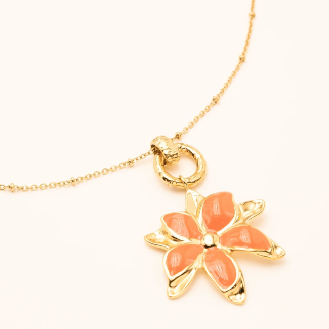 Bohm Paris Koraaloranje bloem ketting of ring
