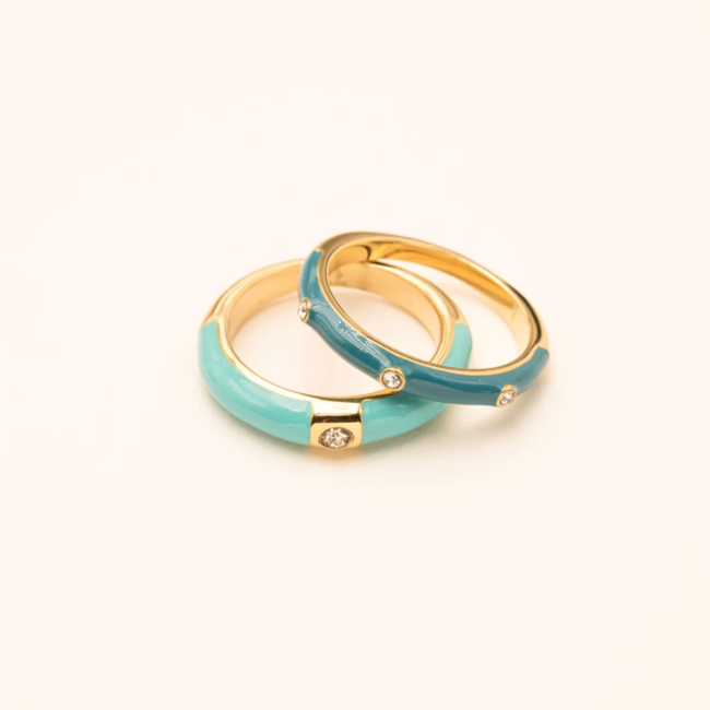 Bohm Paris Bloem en turquoise ringen