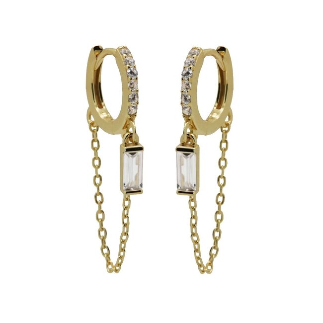 KARMA Goud zirconia  oorbellen hart of parels