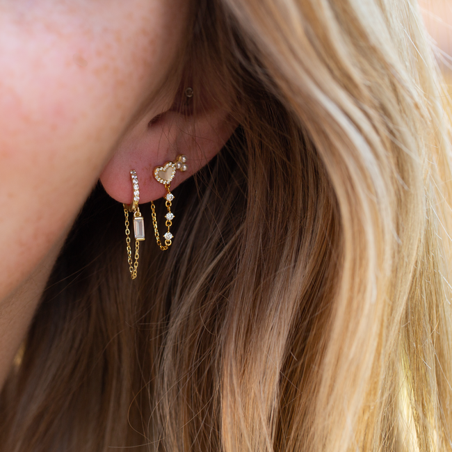 KARMA Goud zirconia  oorbellen hart of parels