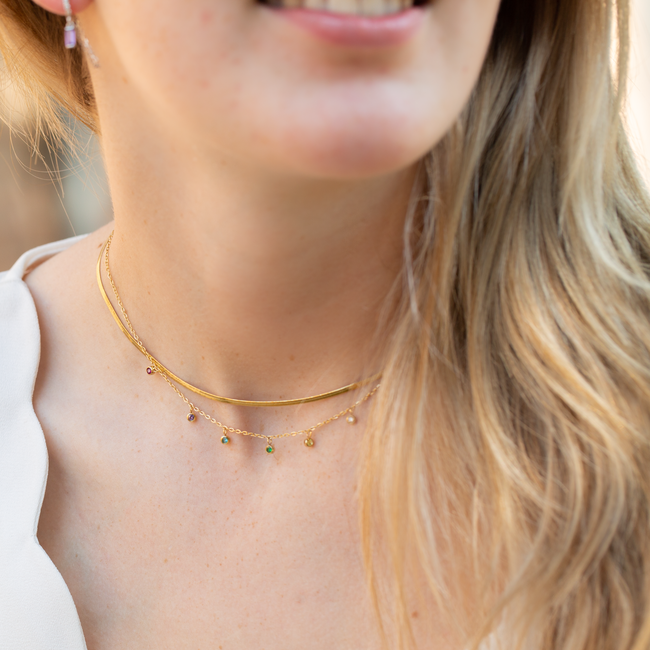 ZAG  Bijoux Dubbele regenboog steentjes ketting