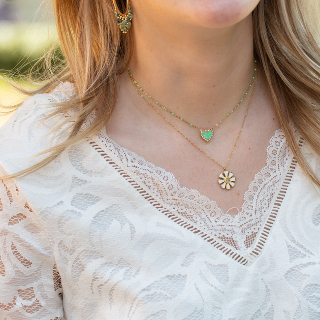 Beadle Bloem of hart ketting