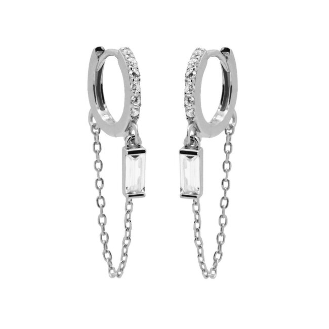 KARMA Echt zilver zirconia  oorbellen hart of parels