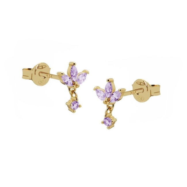 KARMA Goldplated Oorbellen met paars lila Steentjes