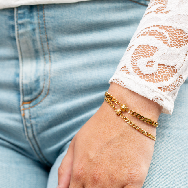 Zeeuws Goud schakelarmband zeeuwse knop stainless steel