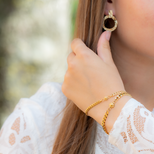 Zeeuws Goud schakelarmband zeeuwse knop stainless steel