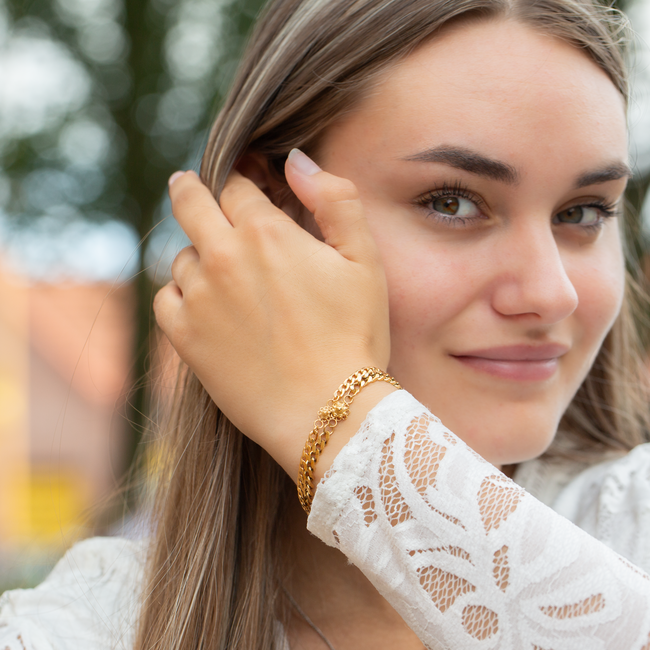 Zeeuws Goud schakelarmband zeeuwse knop stainless steel