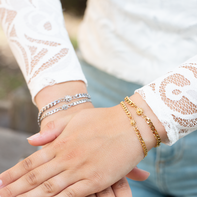 Zeeuws Goud schakelarmband zeeuwse knop stainless steel