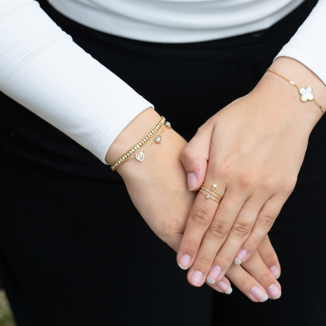 Day & Eve  Goud glitter of harten armband