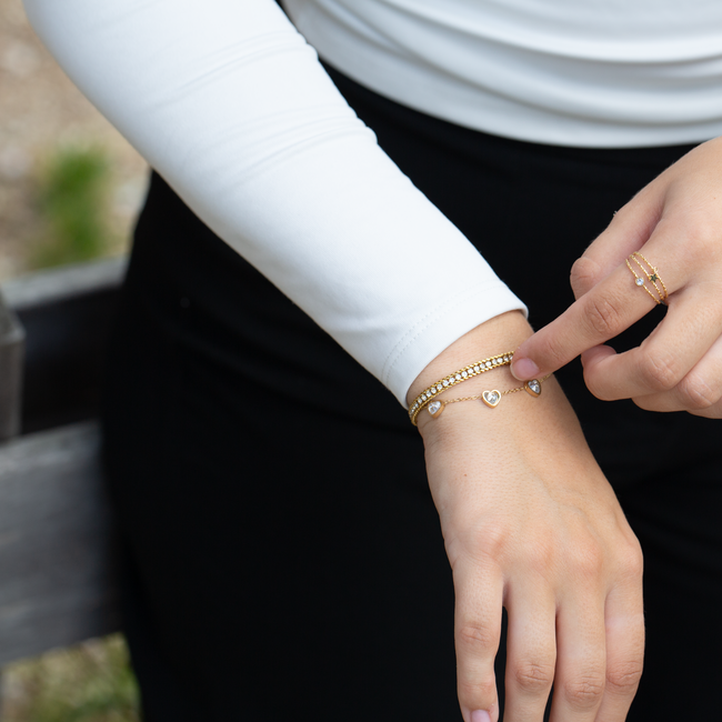 Day & Eve by Go Dutch Label Goud glitter of harten armband