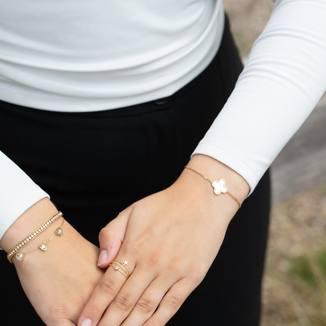 Day & Eve by Go Dutch Label Goud glitter of harten armband