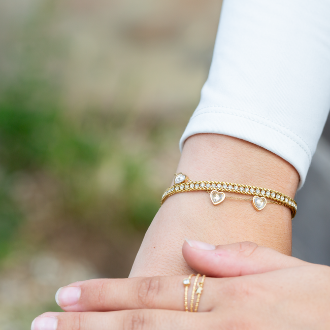 Day & Eve  Goud glitter of harten armband