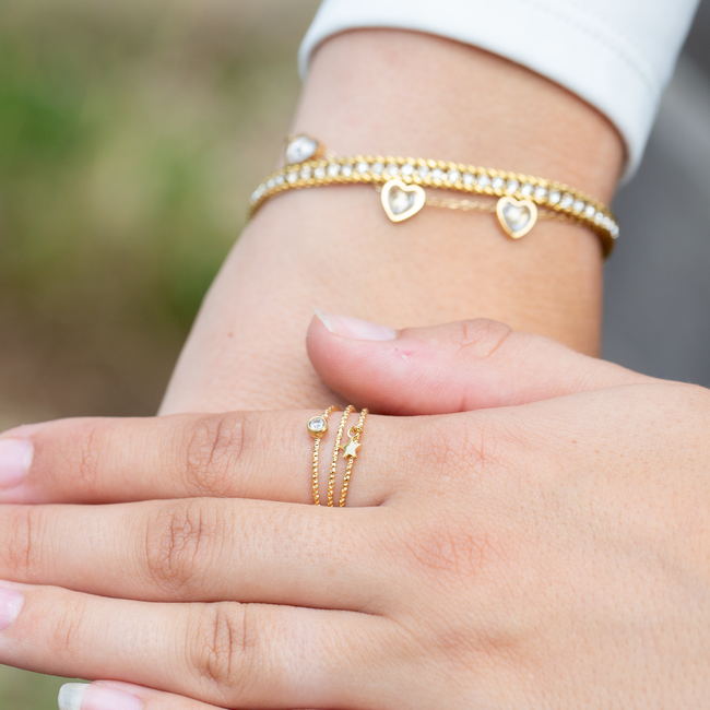 Day & Eve  Goud glitter of harten armband