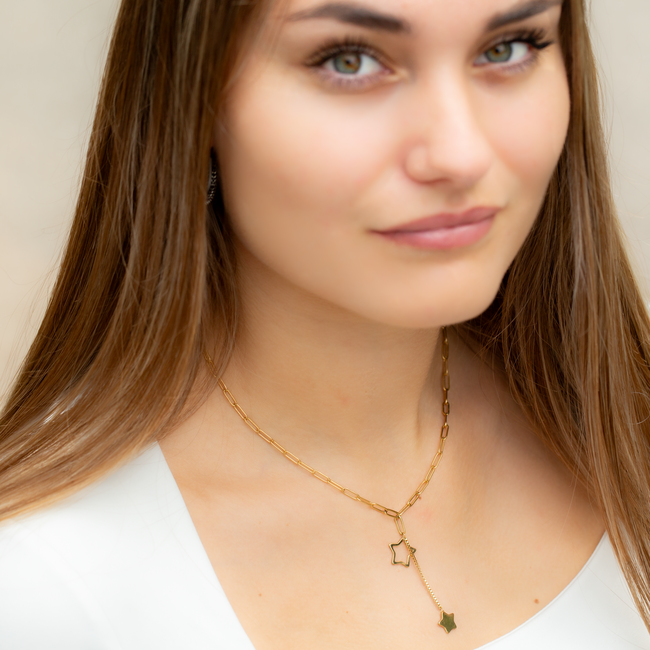 Day & Eve by Go Dutch Label Goud schakelketting met sterren