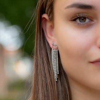 Day & Eve  Zilver glitter sparkle hart oorbellen