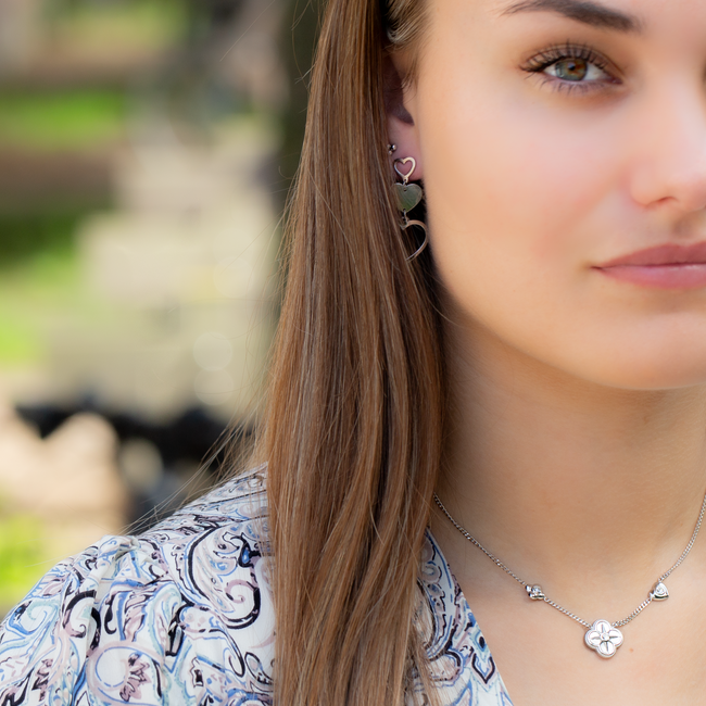 Beadle Zilver ketting met witte klaver