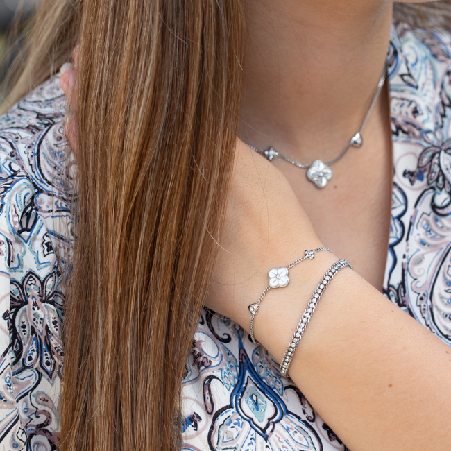 Day & Eve  Zilver smalle glitter armband