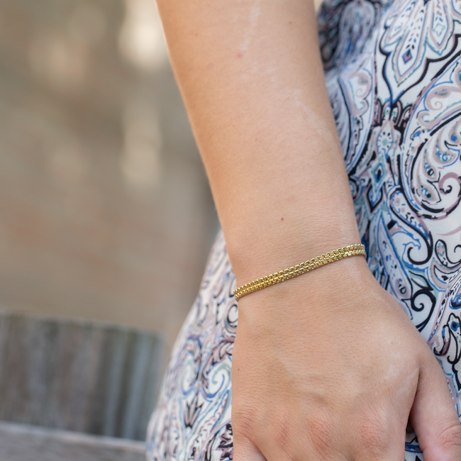 Dubbele schakel armband goud