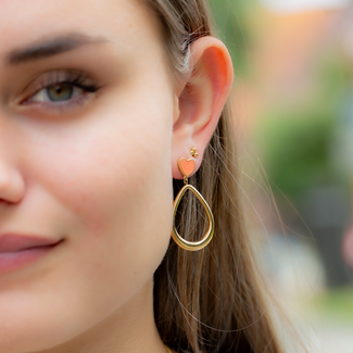 Day & Eve  Goud druppel hart oorbellen