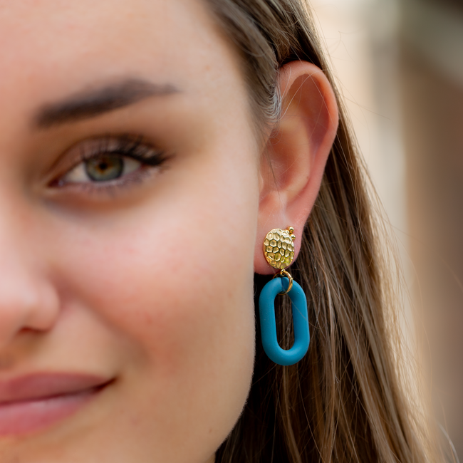 Day & Eve  Jeans blauwe ovaal oorbellen