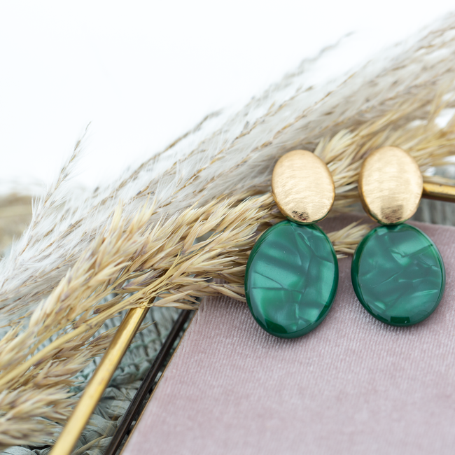 Biba Groene schijf oorbellen