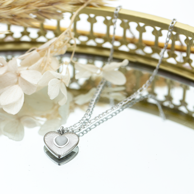 Day & Eve  Zilver stainless steel ketting hart