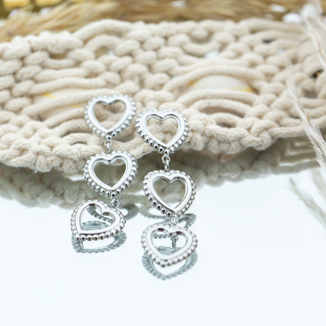 Day & Eve by Go Dutch Label Triple hearts zilver