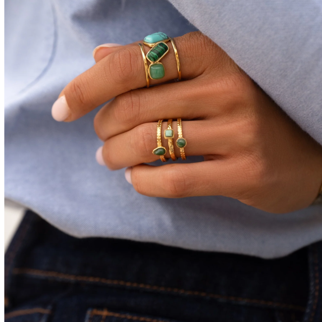 Bohm Paris Groene natuursteen ringen  turquoise en machiet