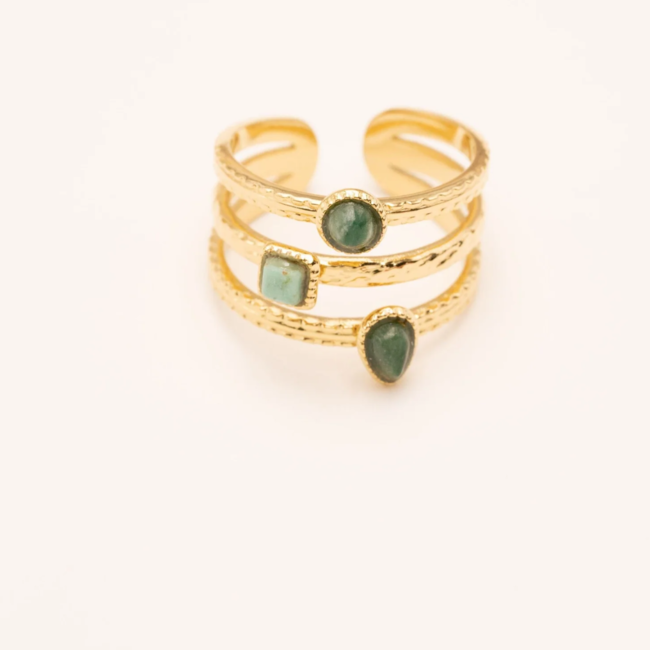 Bohm Paris Groene natuursteen ringen  turquoise en machiet