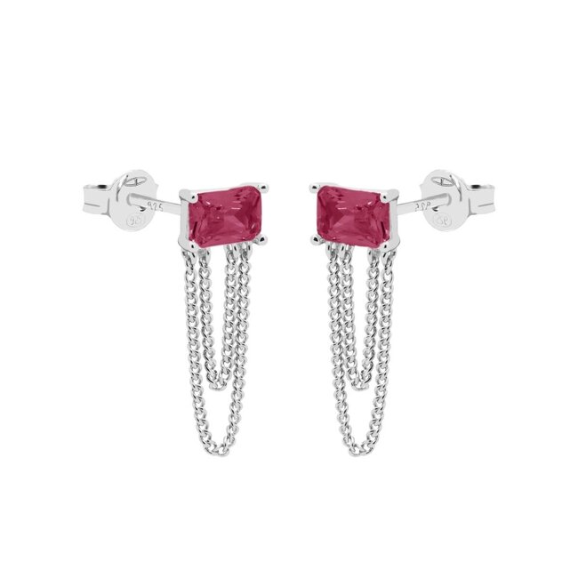 Echt zilver roze zirconia  oorbellen sparkle