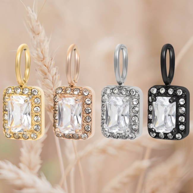 IXXXI Rosegoud Sieraden met crystal rechthoek steen